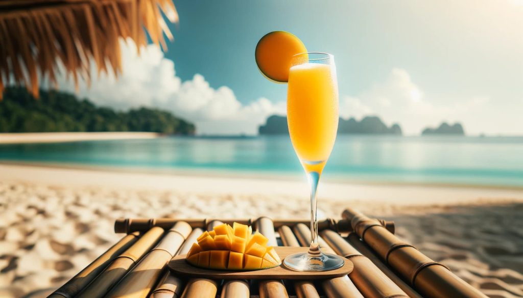 Mango Mimosa: Muddle a few chunks of ripe mango with a squeeze of lime in a shaker. Strain into a glass filled with ice and top with chilled sparkling wine. Garnish with a mango wedge.