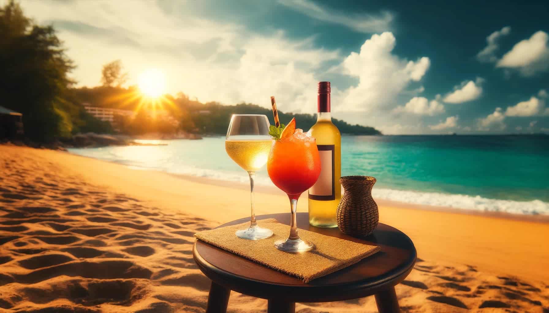 Refreshing Wine Cocktails on a beach in Thailand.