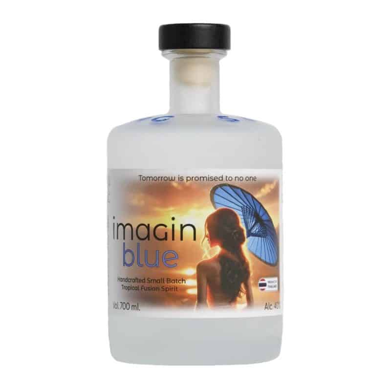 Imagin-Blue-Tropical-Fusion-Gin Imagin Blue - Tropical Fusion Gin is a mesmerizing expression of tropical tranquility, seamlessly blending the vibrant citrus zest of lime with the floral elegance of butterfly pea and blue lotus flowers